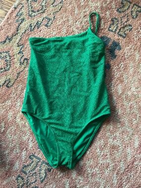 Good American glitter green women’s one piece swimsuit, size 3 (L)